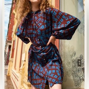 Osei Duro knee length long sleeve dress size large Natural Hand Dyed Cotton